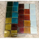 Approx 25 mixed set of plain fireplace tiles C1900. 6" x 6"