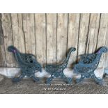 Set of cast iron Coalbrookdale bench ends and central support. Original bench was purchased in