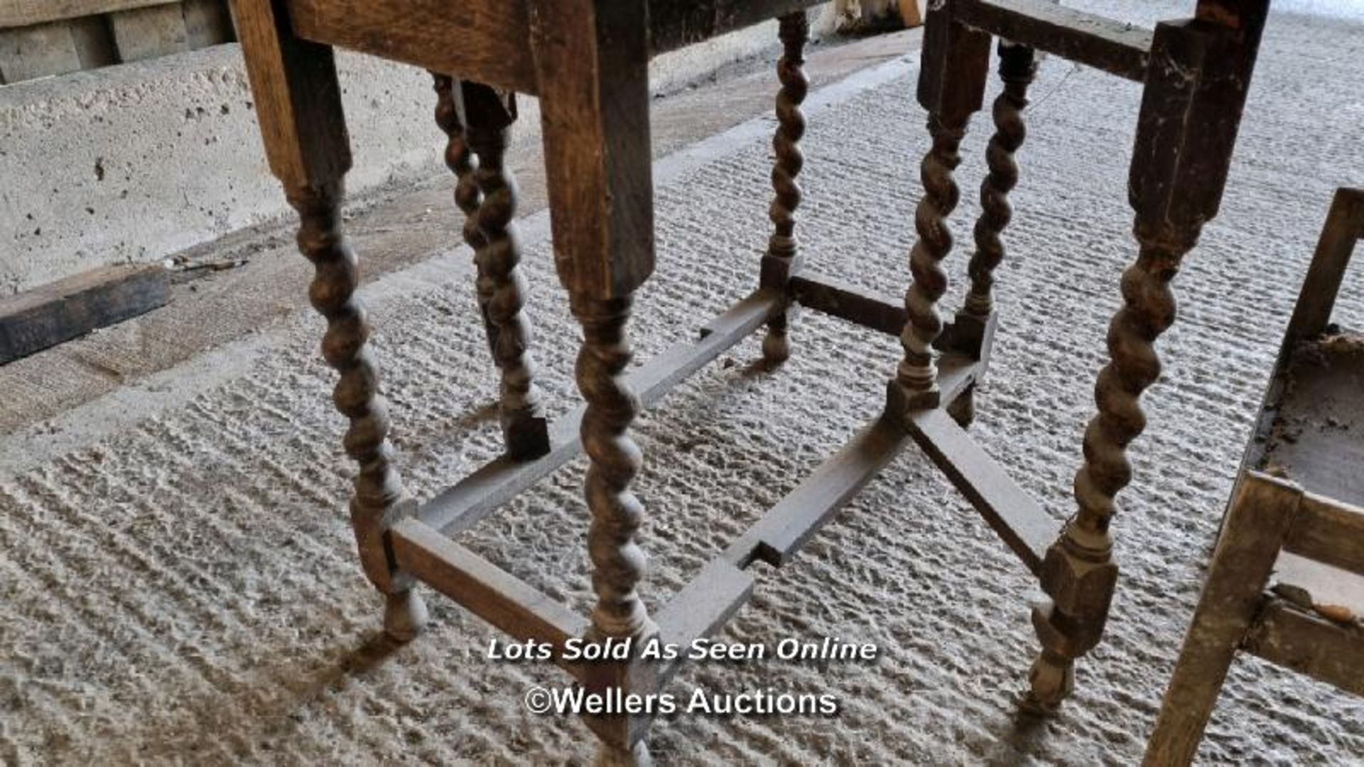 3 pieces of furniture for restoration . An oak drop leaf table with 122cm by 91cm oval top. Table is - Image 6 of 8