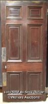 Victorian mahonany veneered 6 panel door. One painted face. Pencil moulding to panels on one side.