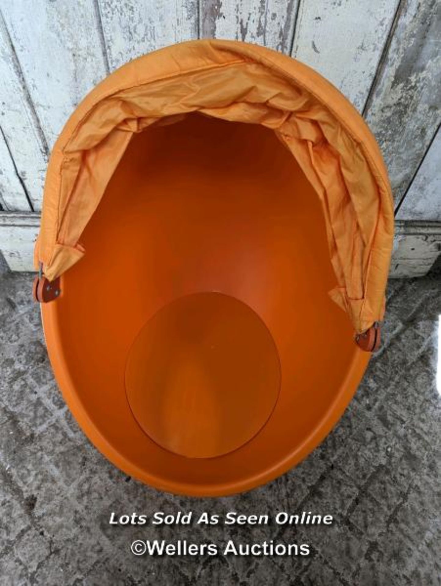 Ikea childs egg chair. Orange with folding cover. 75cm H - Image 4 of 6