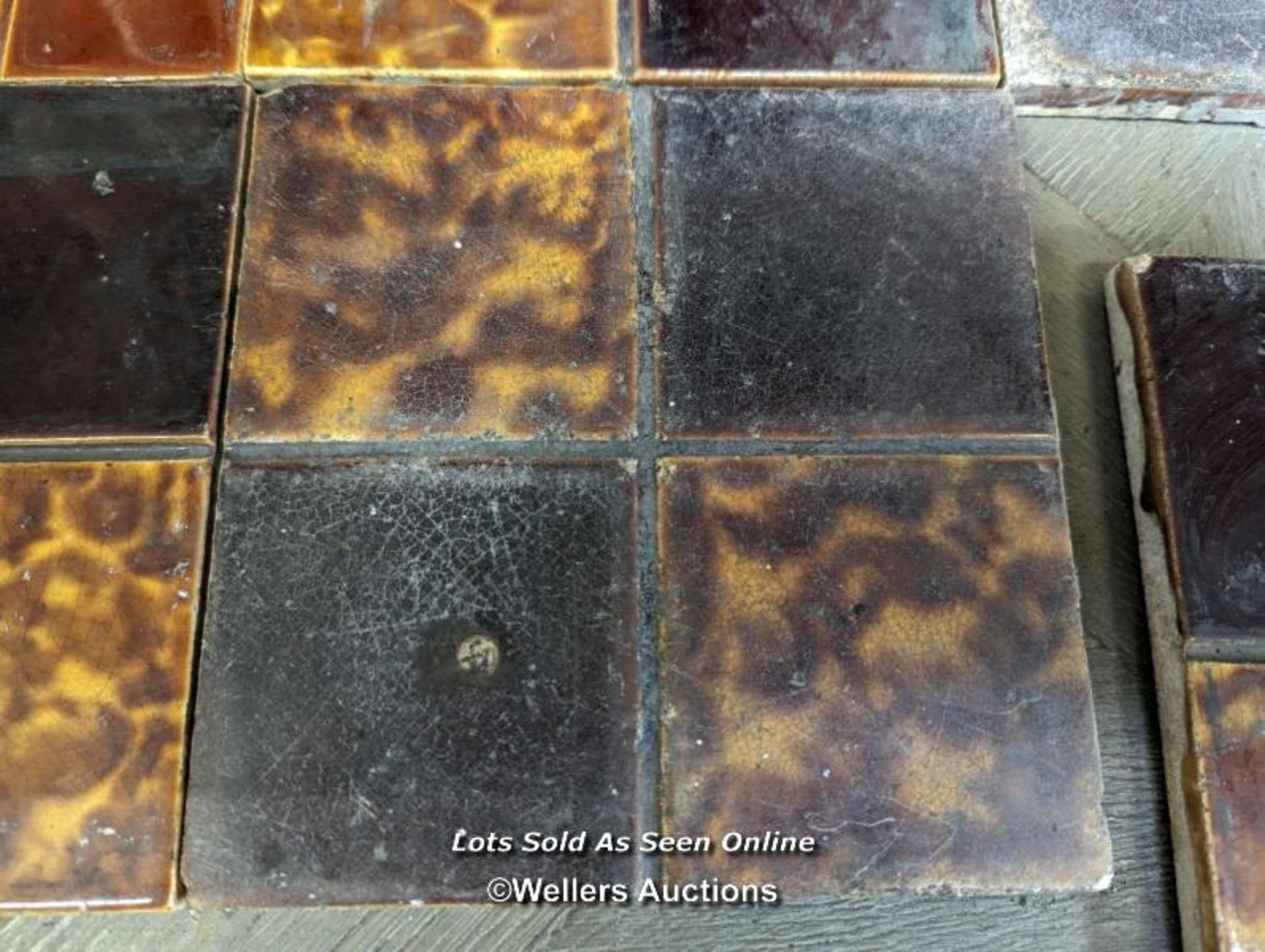 16 various reclaimed tiles. Edwardian. 6" x 6", smoke marks, crackle glaze - Image 2 of 6