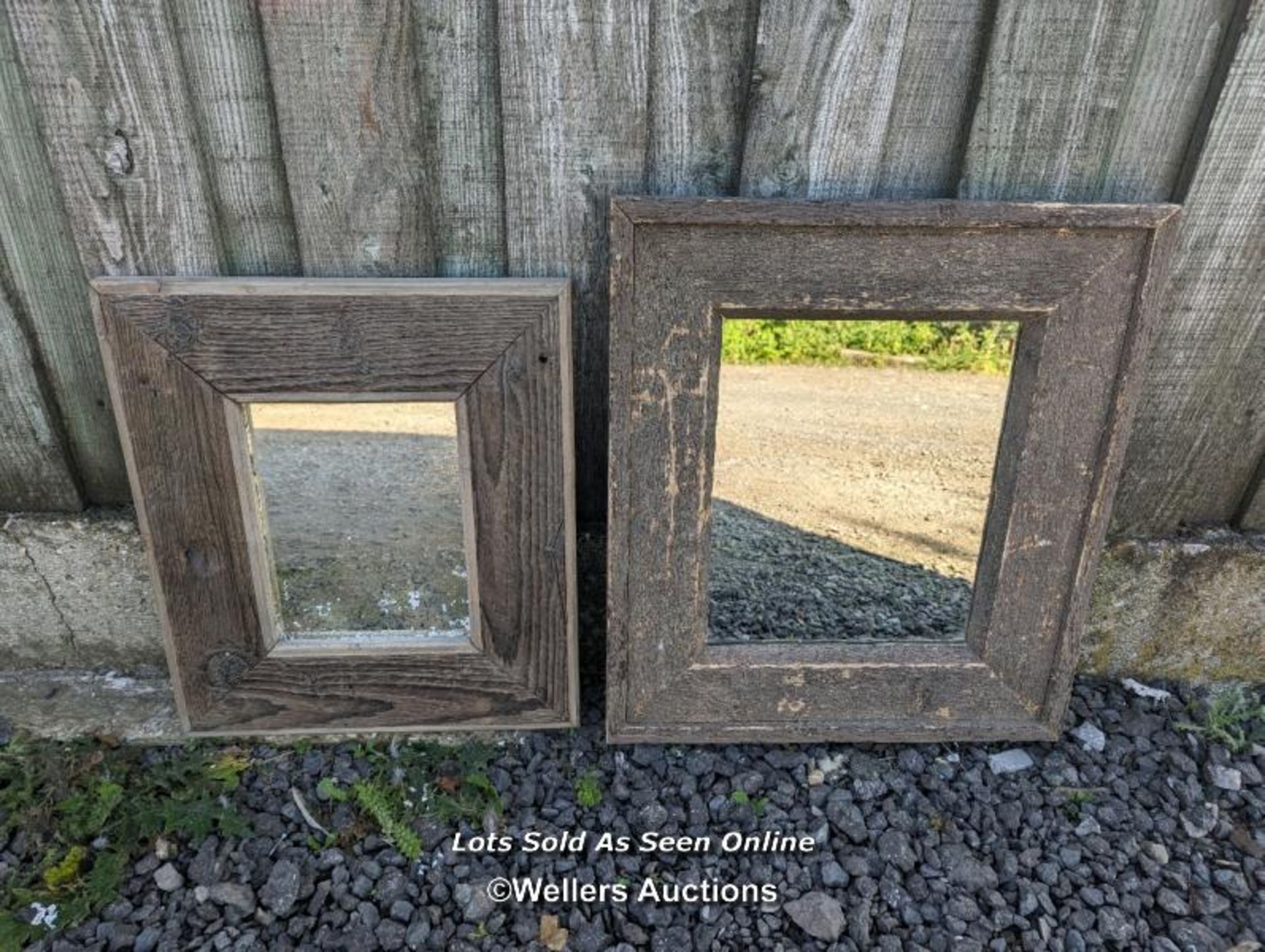 2 reclaimed and rustic pine mirrors with old mirror glass - Image 2 of 6