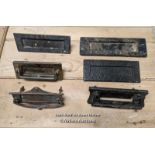 6 reclaimed cast iron and brass letterplates