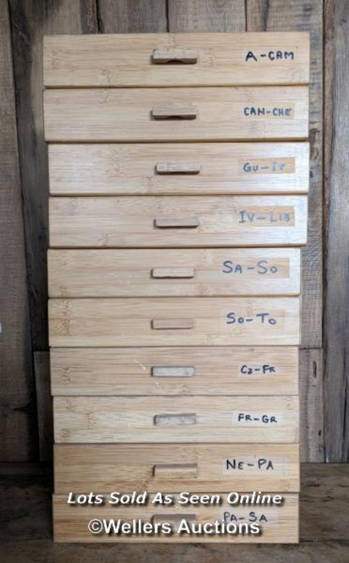 5 wooden storage units with 2 drawers per unit. Used orignally for stamp collecting. Each 2 drawer - Image 5 of 6