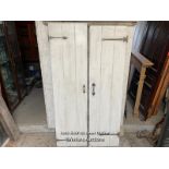 2 chunky painted pine plank doors sizes 53cm x 199cm and 53cm by 197cm. Planks are 3cm thick