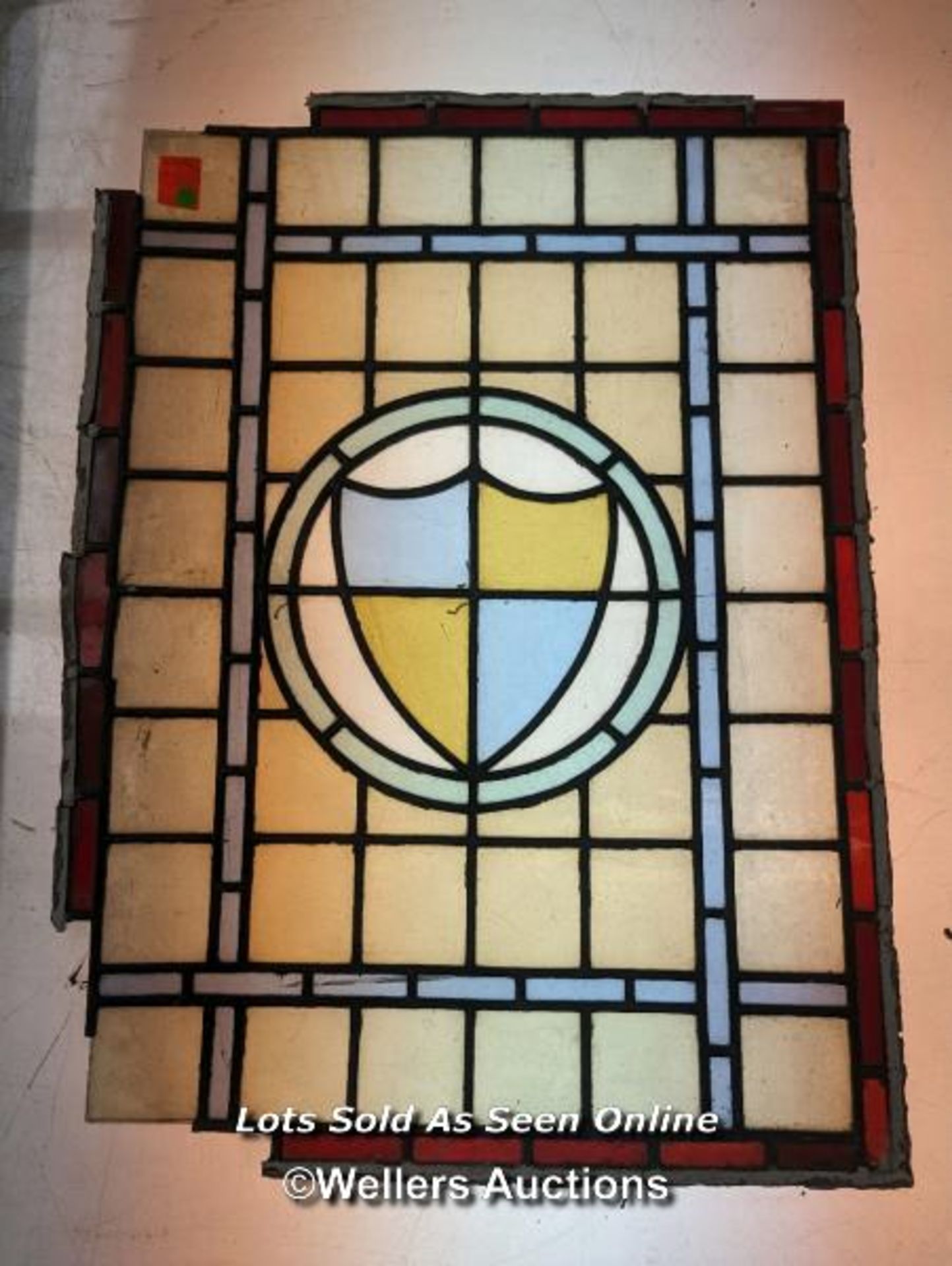Set of 5 stained glass panels C1910. widths from 39cm to 46cm x 62cm - Image 8 of 13