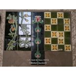 16 reproduction tiles inc art nouveau designs. All 6" x 6"