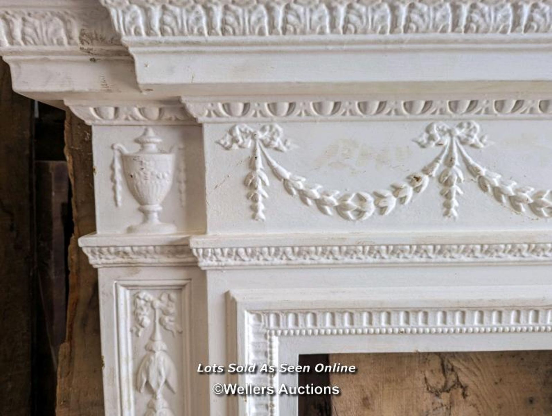 Large Victorian cast iron painted fire surround. 142cm mantel, opening 76cm W x 91cm T - Image 3 of 6