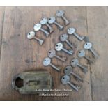 A customs and excise padlock for restoration with number, crown mark and batch 15 matching