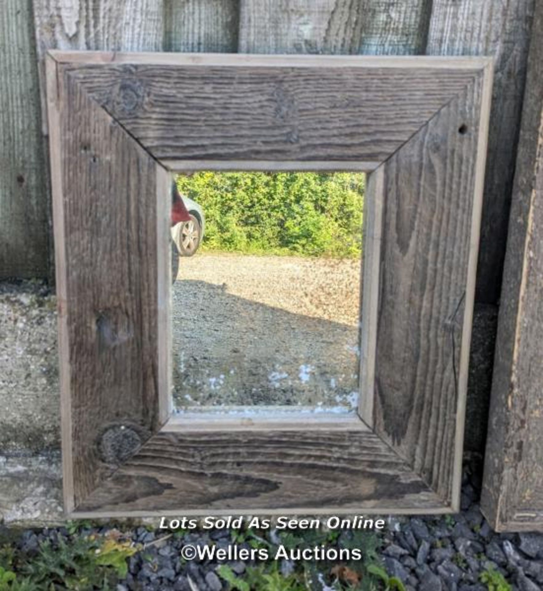 2 reclaimed and rustic pine mirrors with old mirror glass - Image 3 of 6