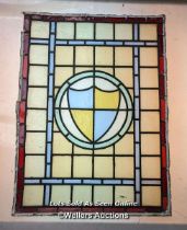 Set of 5 stained glass panels C1910. widths from 39cm to 46cm x 62cm