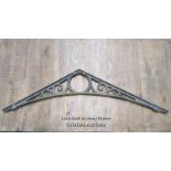 Cast iron roof spandrel, shot blasted and lacquered. Size 66-75cm top sides, 20cm high. Not