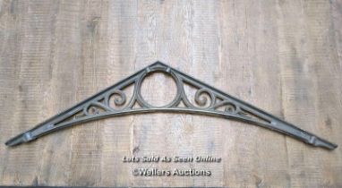 Cast iron roof spandrel, shot blasted and lacquered. Size 66-75cm top sides, 20cm high. Not