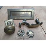 Set of front door brass door furniture. Letterplate 26.5cm x 10cm. Georgian style door pull.