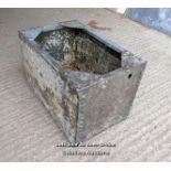 Small galvanised water tank/planter. 58cm x 39cm x 39cm H