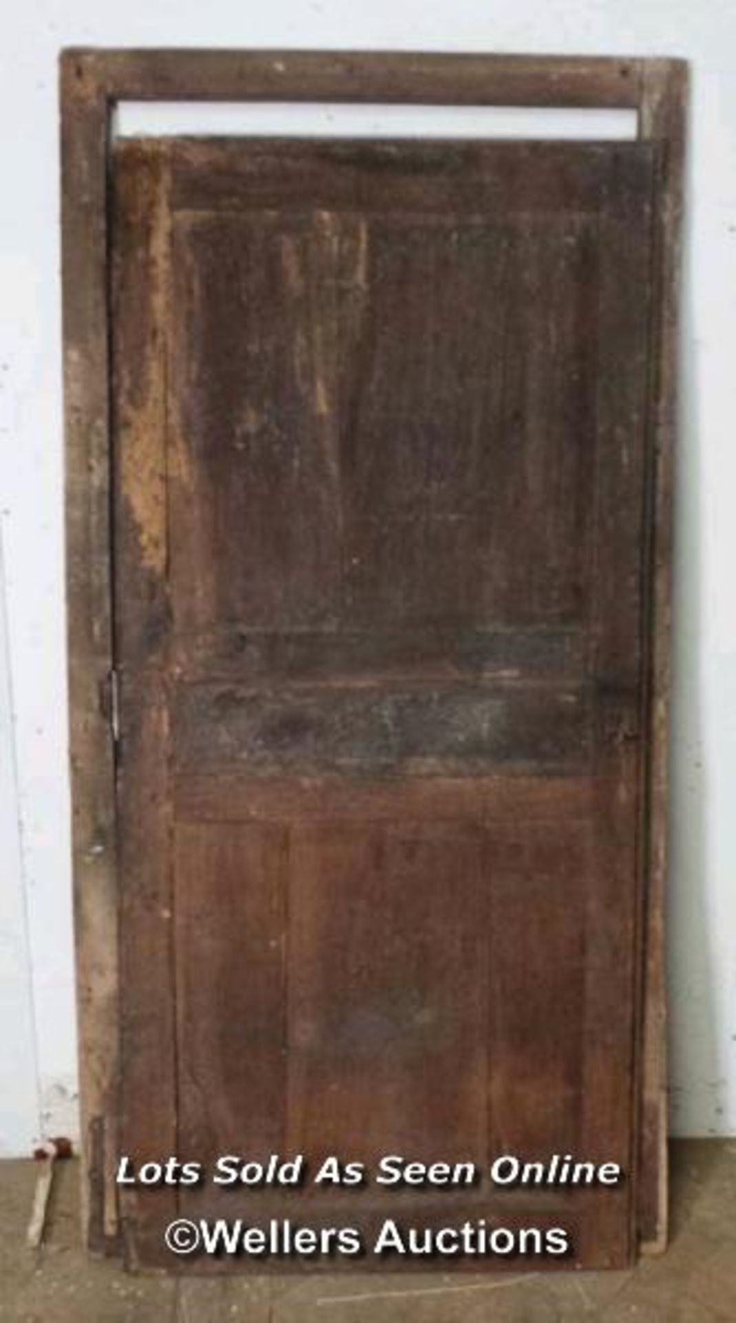 Victorian french cherrywood cupboard door and frame. Some evidence of woodworm 92cm x 184cm x 2.5cm - Image 2 of 3