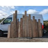 Batch of English hardwood floorboards including oak, beech, ash, cherry and possibly elm. 12 boards.