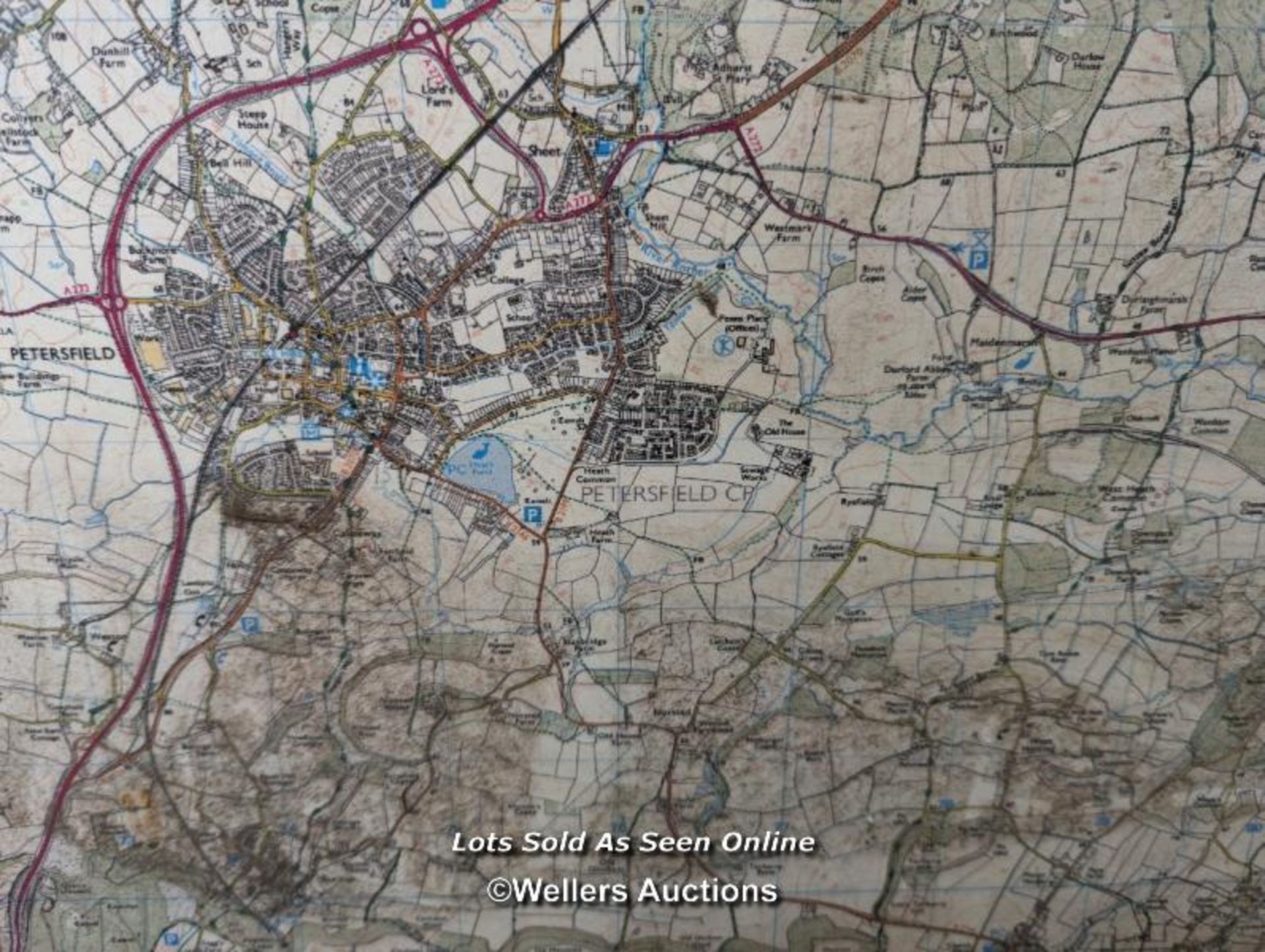 3 maps, local interest. One of Petersfield area mounted on a board. 2 older maps of Selborne and - Image 4 of 8