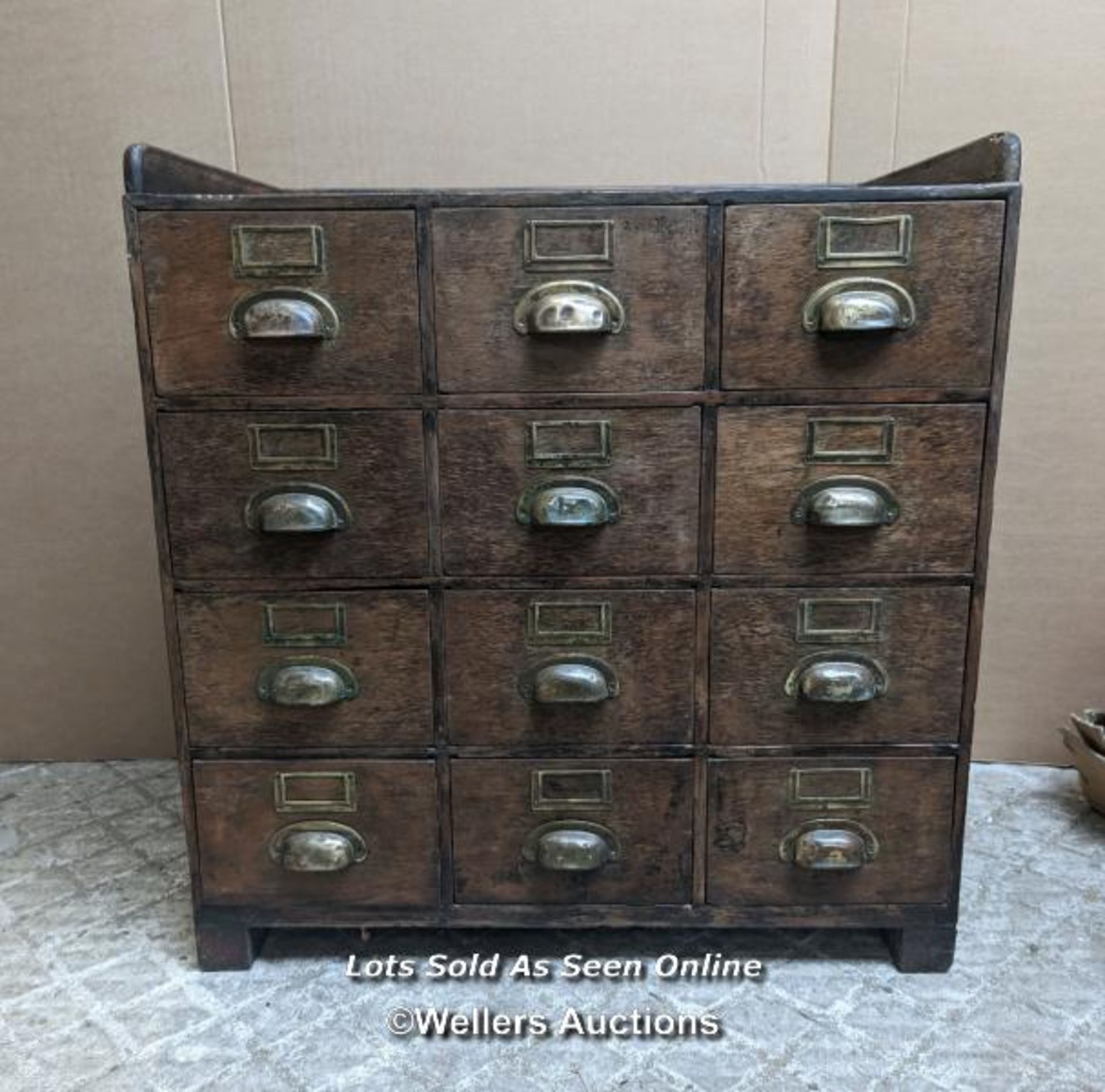 Apocathery chest. Oak drawers with pine frame and ply sides. Was in a boat so had a sloped back.