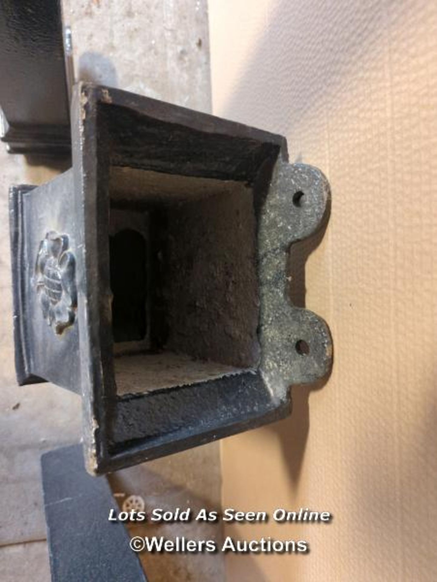 Square cast iron guttering and hopper 4" x 3" internal section. - Image 3 of 6