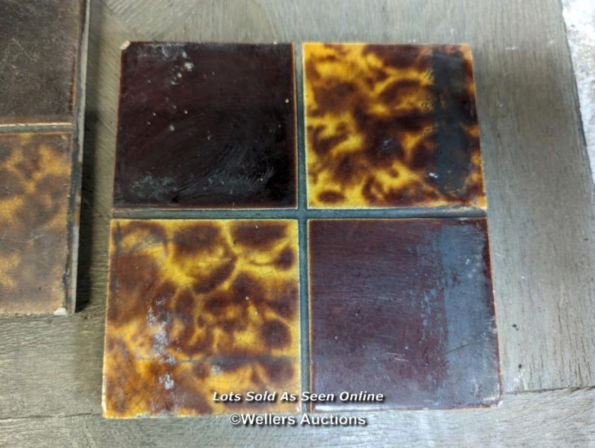 16 various reclaimed tiles. Edwardian. 6" x 6", smoke marks, crackle glaze - Image 4 of 6