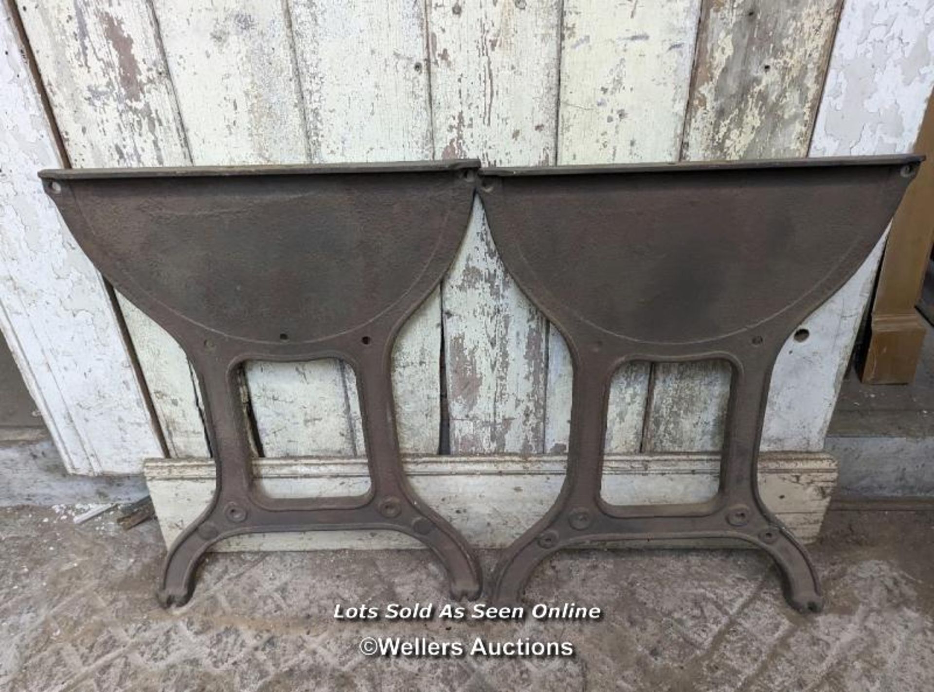 2 pairs of cast iron table base ends. These are 77cm high so good for tables. Width at top of base - Image 2 of 6