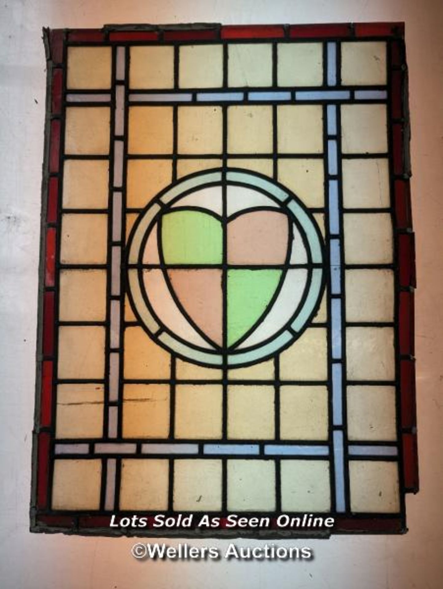 Set of 5 stained glass panels C1910. widths from 39cm to 46cm x 62cm - Image 7 of 13