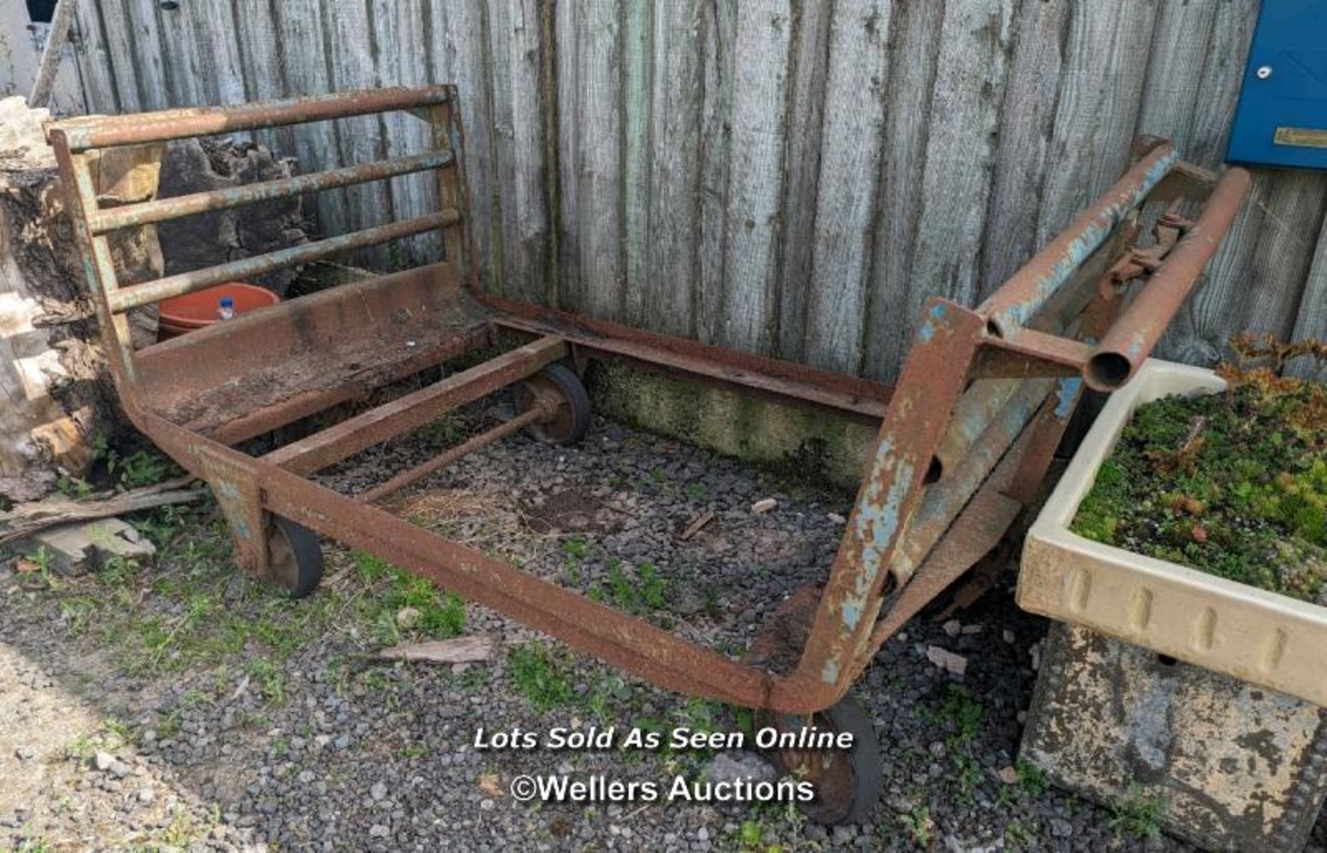 Large railway porters trolley for restoration. Approx 2m long by 1m wide. Was used for moving - Image 6 of 6