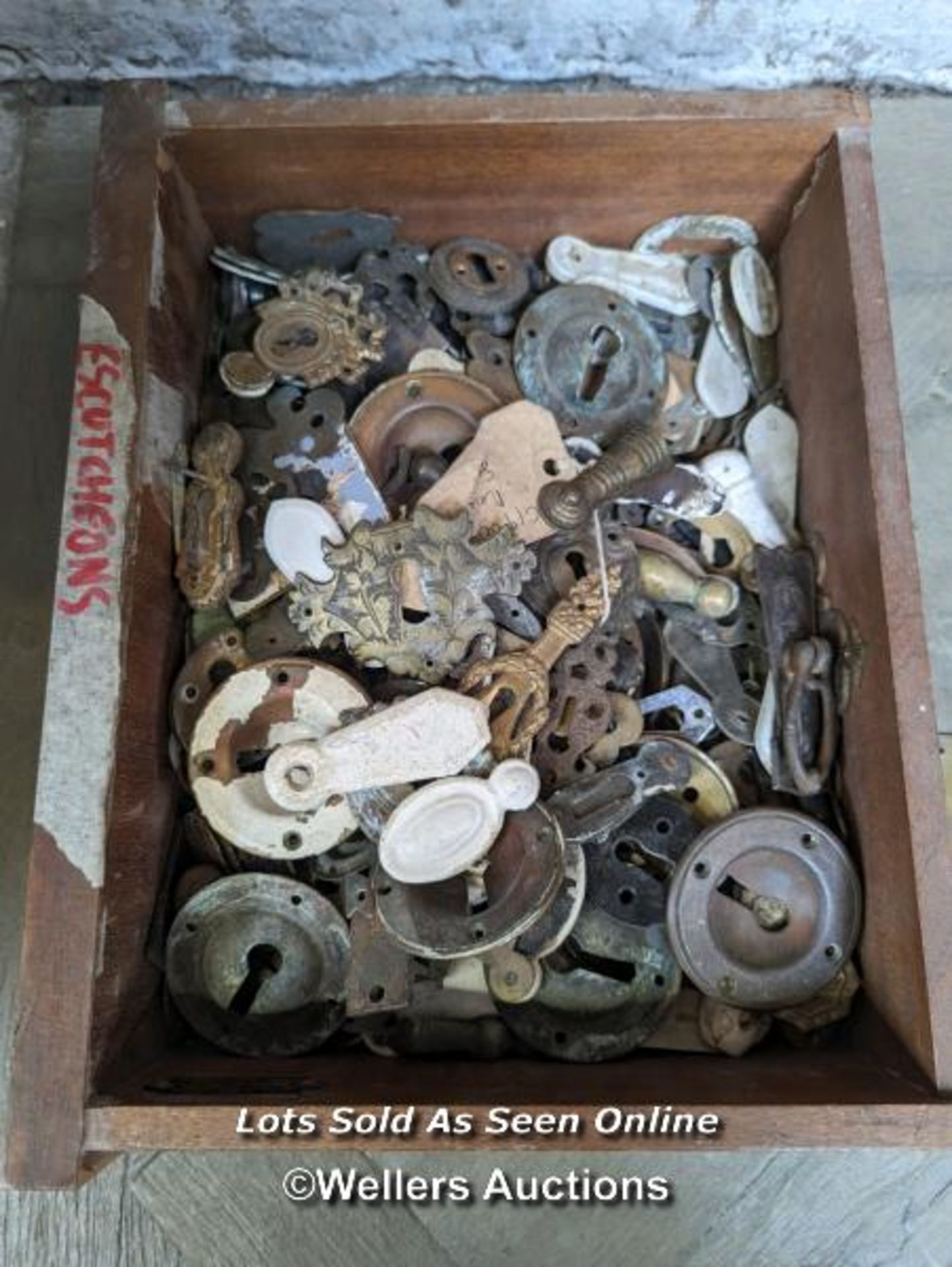 Box of over 100 mixed escutcheons