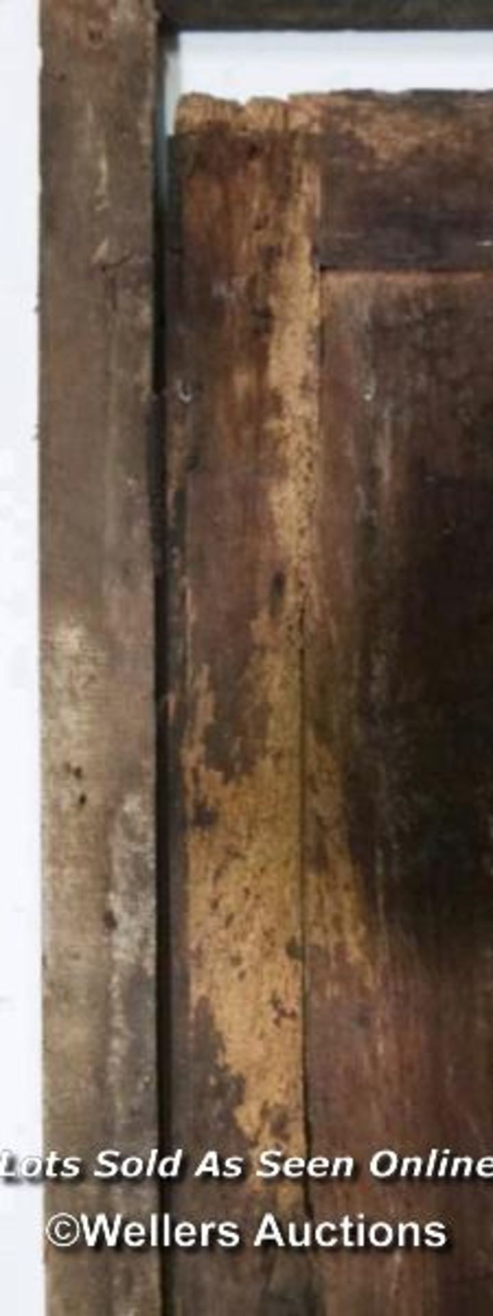 Victorian french cherrywood cupboard door and frame. Some evidence of woodworm 92cm x 184cm x 2.5cm - Image 3 of 3