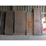 4 pieces paneling. 3 pine and 1 oak panel with fielded panels. Widths from 62cm to 104cm heights