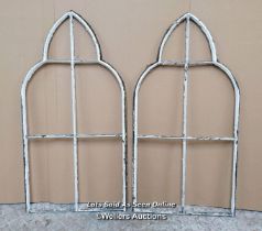 2 Cast iron Victorian gothic windows for restoration or re-use. C1870. 122cm H x 64cm W each