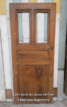 Victorian pine door from France with opening window section. Size 81.5cm x 195cm x 3cm thick.