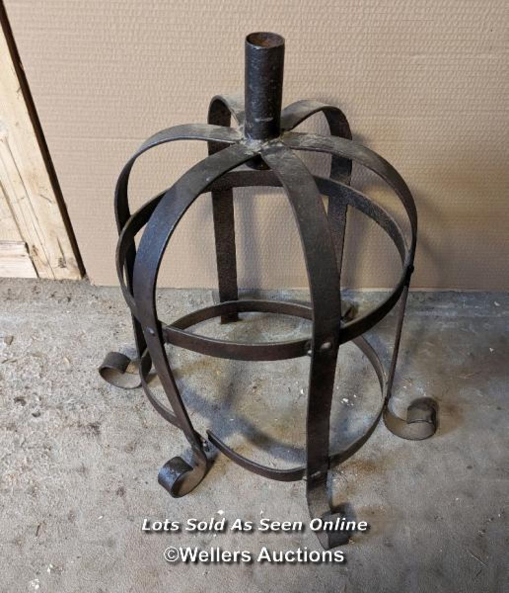 2 wrought iron Victorian braziers, one converted to a light plus a spare. Approx 46cm W x 46cm H. - Image 4 of 4