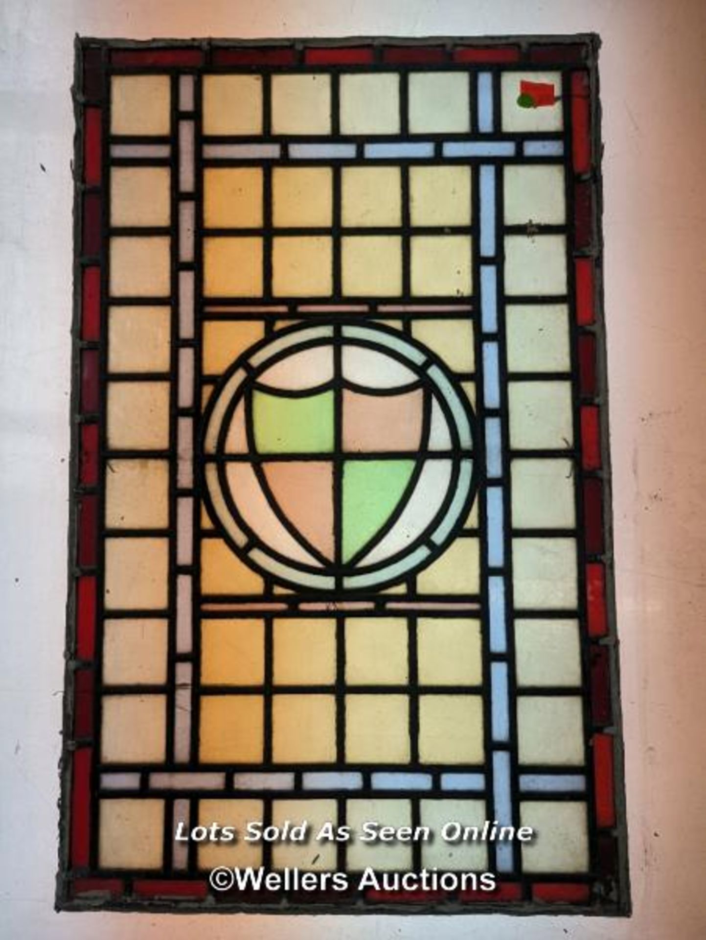 Set of 5 stained glass panels C1910. widths from 39cm to 46cm x 62cm - Image 5 of 13