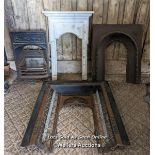 4 cast iron fireplaces for restoration inc small surround with 74cm wide mantel, insert for tiles