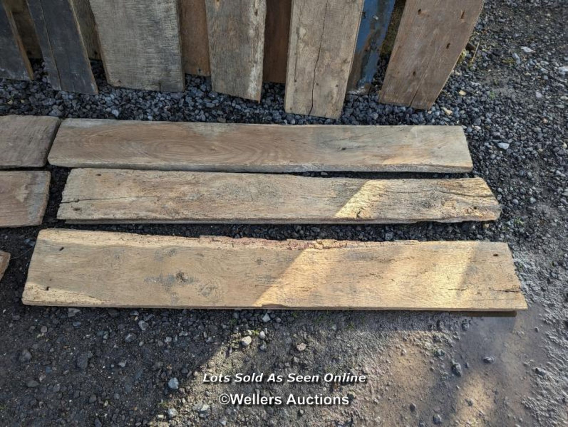 Georgian pit sawn old oak flooring. 7 square metres, t&g edge. 22 boards, lengths from 1.1m to 2.1m, - Image 6 of 6