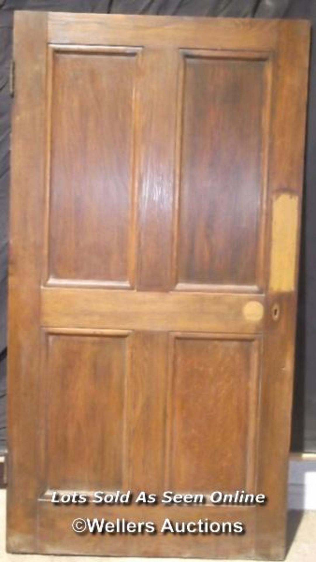 Victorian solid oak four panel door, 91cm x 173cm x 3cm