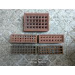 Batch of 5 airbricks. Largest 16cm x 22cm. Smaller are approx 23cm x 8cm