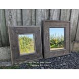 2 reclaimed and rustic pine mirrors with old mirror glass