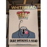 Original Whitbread pub sign "Duke without a head" Wateringbury Kent. Metal. 90cm W x 103cm T.