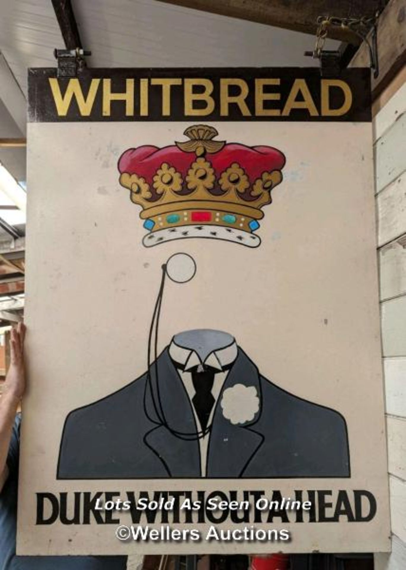 Original Whitbread pub sign "Duke without a head" Wateringbury Kent. Metal. 90cm W x 103cm T. - Image 2 of 6