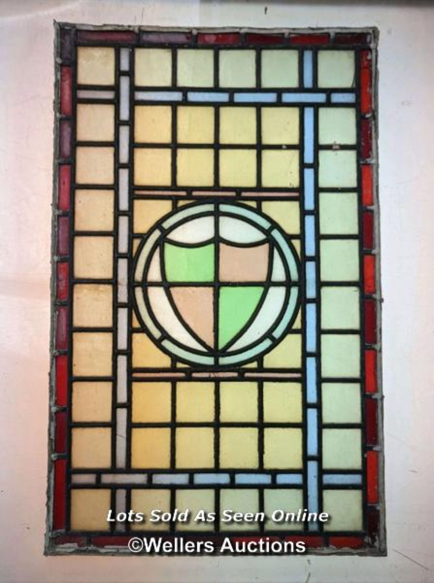 Set of 5 stained glass panels C1910. widths from 39cm to 46cm x 62cm - Image 3 of 13