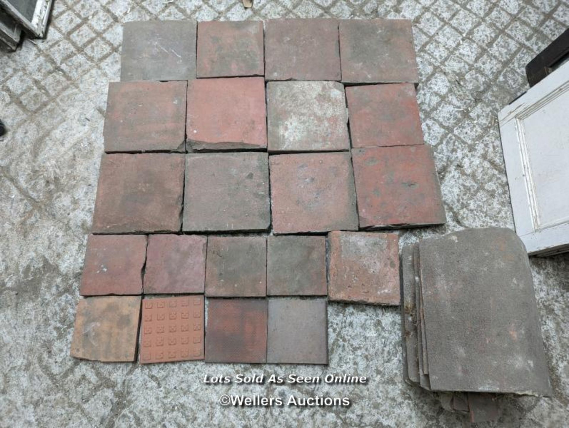 Mixed batch of quarry tiles plus 5 curved ridge tiles