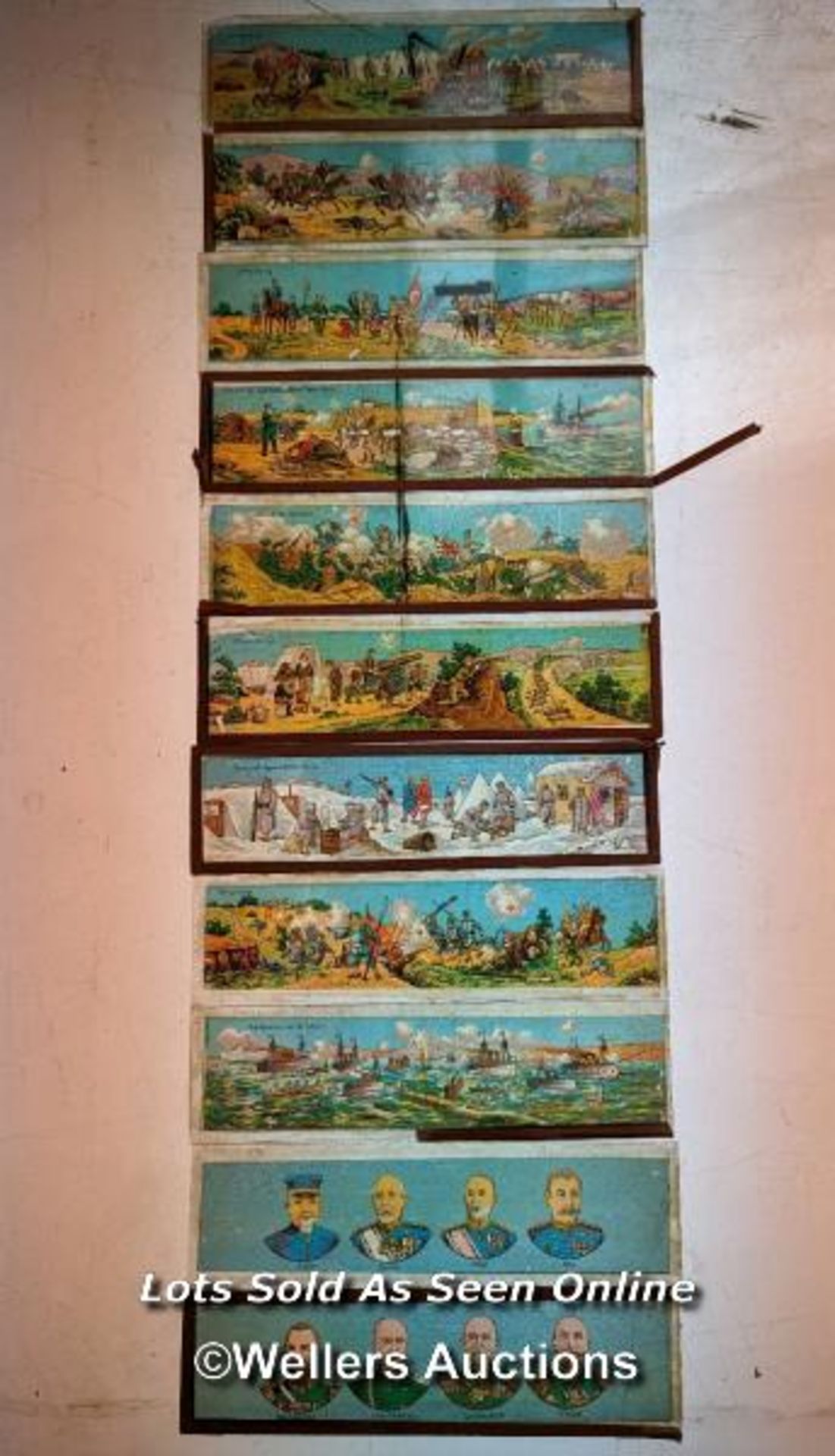 Collection of magic lantern slides, set of 11, depicting Russo-Japanese war of 1904-1905. German