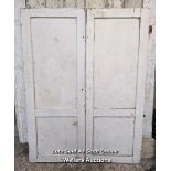 Pair of painted pine cupboard doors 113cm wide when doors together and 148cm tall