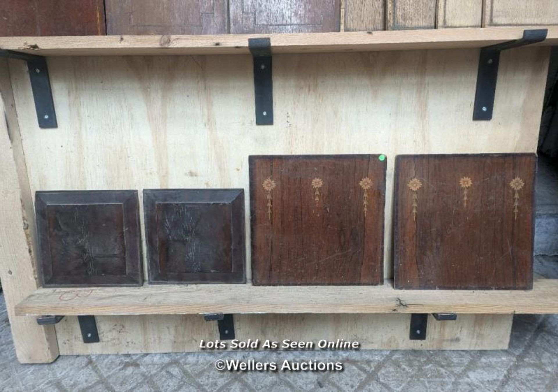 A collection of hardwood timber door panels including marquetry panels. 19 items - Image 3 of 4