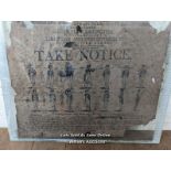 Possible USA War of independence or 1797 War vs French recruitment poster. Poor condition with