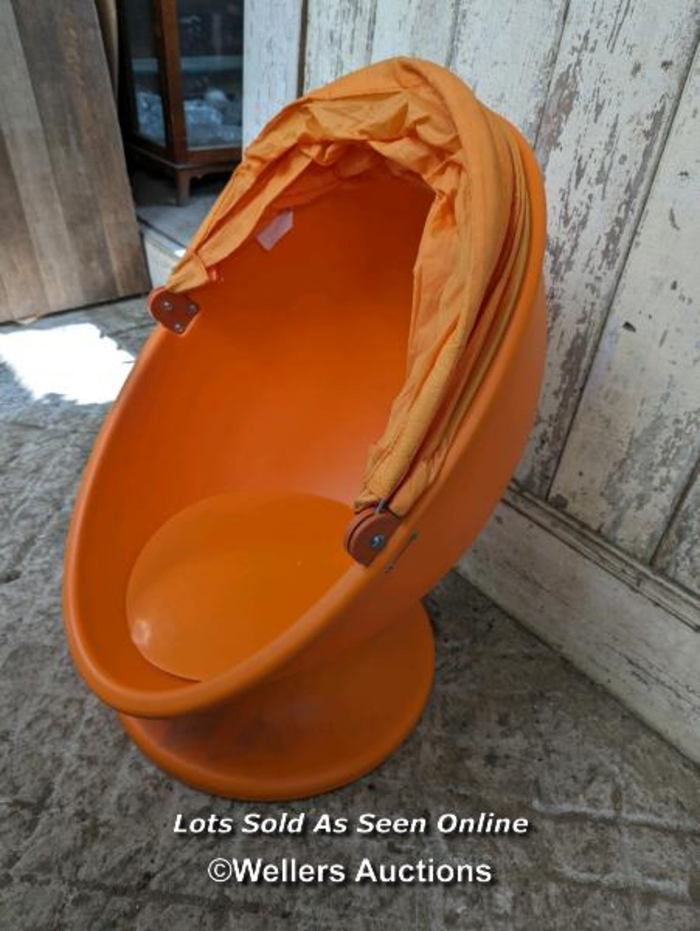 Ikea childs egg chair. Orange with folding cover. 75cm H - Image 5 of 6